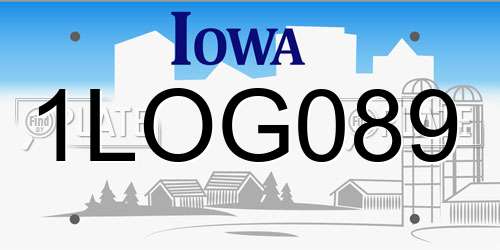 1LOG089 Iowa License Plate