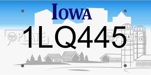 1LQ445 Iowa License Plate