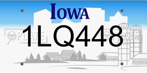 1LQ448 Iowa License Plate