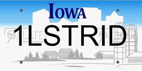 1LSTRID Iowa License Plate