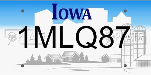 1MLQ87 Iowa License Plate