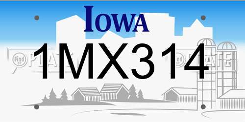 1MX314 Iowa License Plate