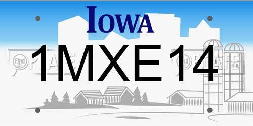1MXE14 Iowa License Plate
