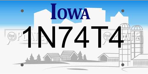 1N74T4 Iowa License Plate