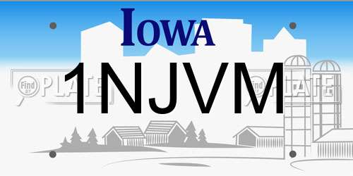 1NJVM Iowa License Plate