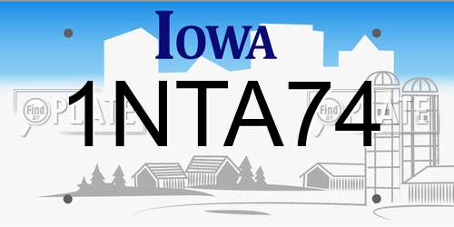 1NTA74 Iowa License Plate