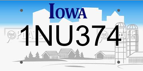 1NU374 Iowa License Plate