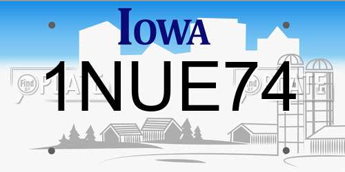 1NUE74 Iowa License Plate