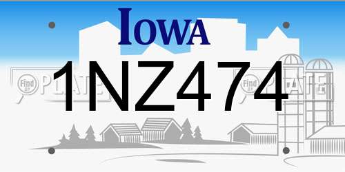 1NZ474 Iowa License Plate