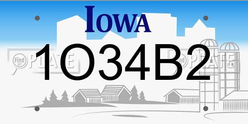 1O34B2 Iowa License Plate