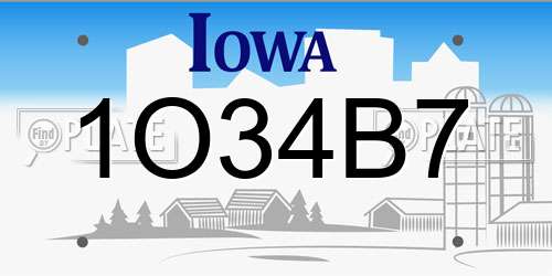 1O34B7 Iowa License Plate