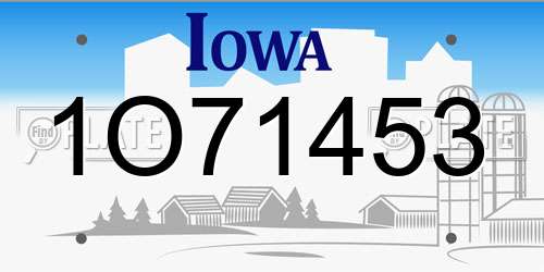 1O71453 Iowa License Plate