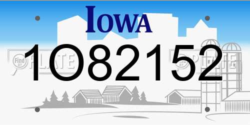 1O82152 Iowa License Plate