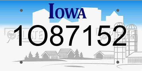 1O87152 Iowa License Plate
