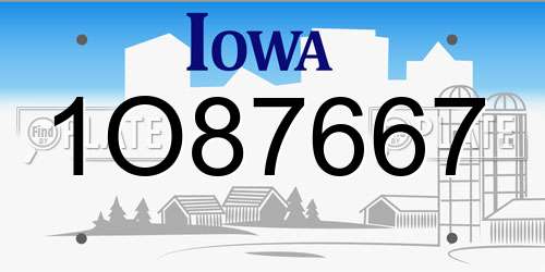 1O87667 Iowa License Plate