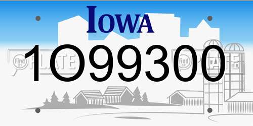 1O99300 Iowa License Plate