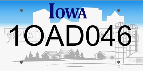 1OAD046 Iowa License Plate