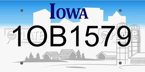 1OB1579 Iowa License Plate