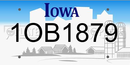 1OB1879 Iowa License Plate