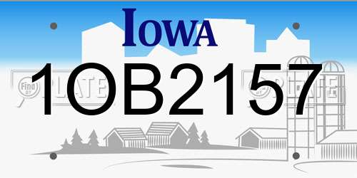 1OB2157 Iowa License Plate