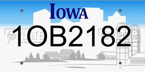 1OB2182 Iowa License Plate