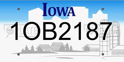 1OB2187 Iowa License Plate
