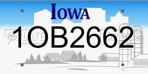 1OB2662 Iowa License Plate