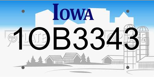 1OB3343 Iowa License Plate