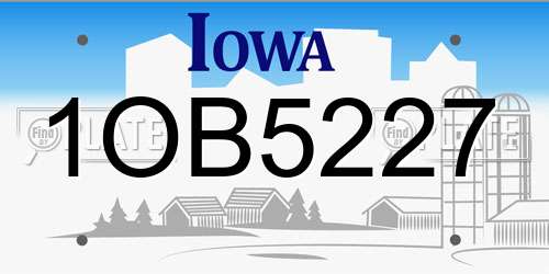 1OB5227 Iowa License Plate