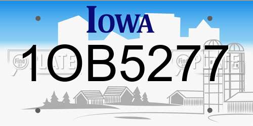 1OB5277 Iowa License Plate
