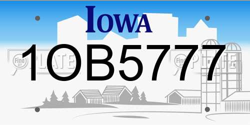 1OB5777 Iowa License Plate