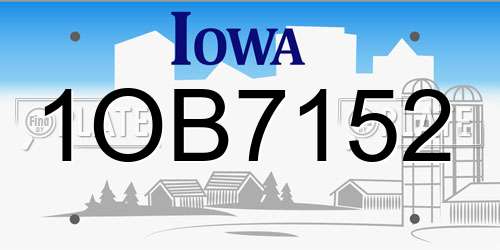 1OB7152 Iowa License Plate