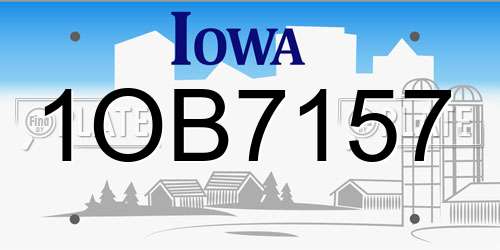 1OB7157 Iowa License Plate