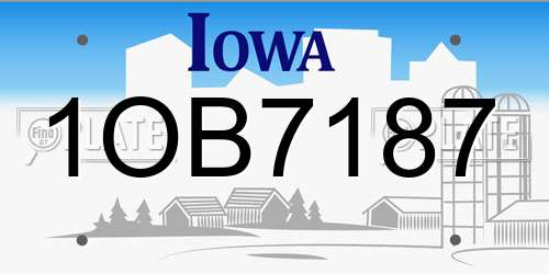 1OB7187 Iowa License Plate