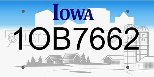 1OB7662 Iowa License Plate