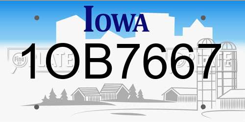 1OB7667 Iowa License Plate