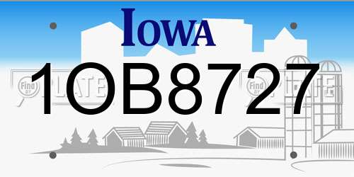 1OB8727 Iowa License Plate