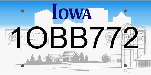 1OBB772 Iowa License Plate