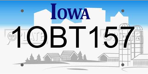 1OBT157 Iowa License Plate