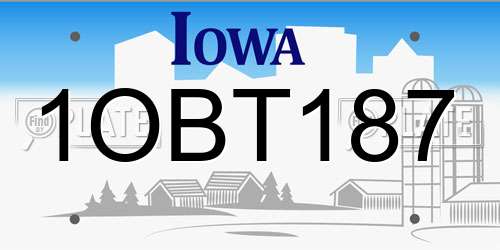 1OBT187 Iowa License Plate