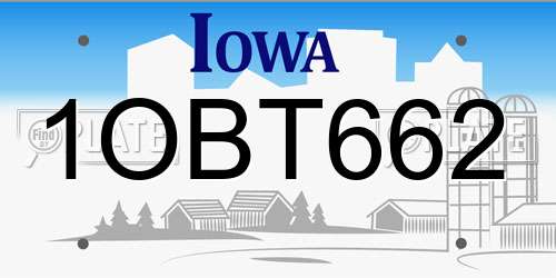 1OBT662 Iowa License Plate