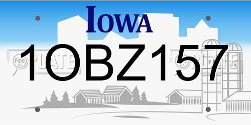 1OBZ157 Iowa License Plate