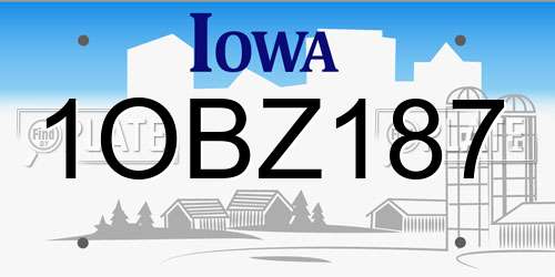 1OBZ187 Iowa License Plate
