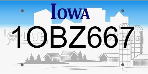 1OBZ667 Iowa License Plate