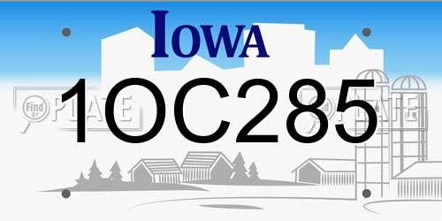 1OC285 Iowa License Plate