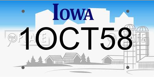 1OCT58 Iowa License Plate