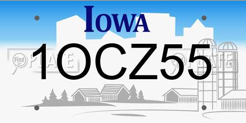 1OCZ55 Iowa License Plate