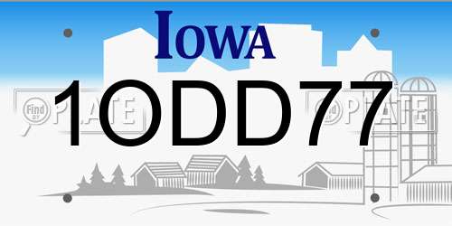 1ODD77 Iowa License Plate