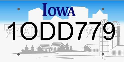 1ODD779 Iowa License Plate