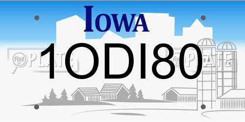 1ODI80 Iowa License Plate